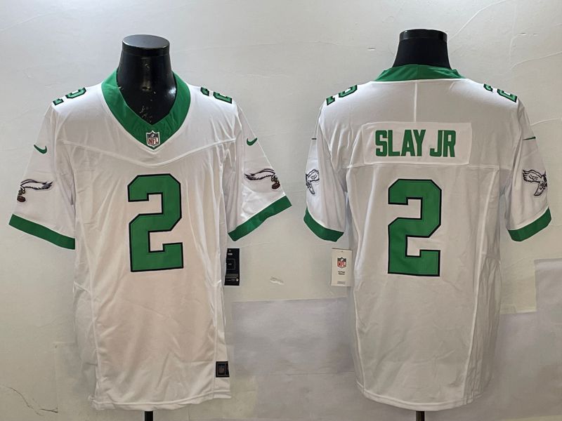 Men Philadelphia Eagles #2 Slay jr White Retro three generations 2025 Nike Vapor Limited NFL Jersey style 1->philadelphia eagles->NFL Jersey